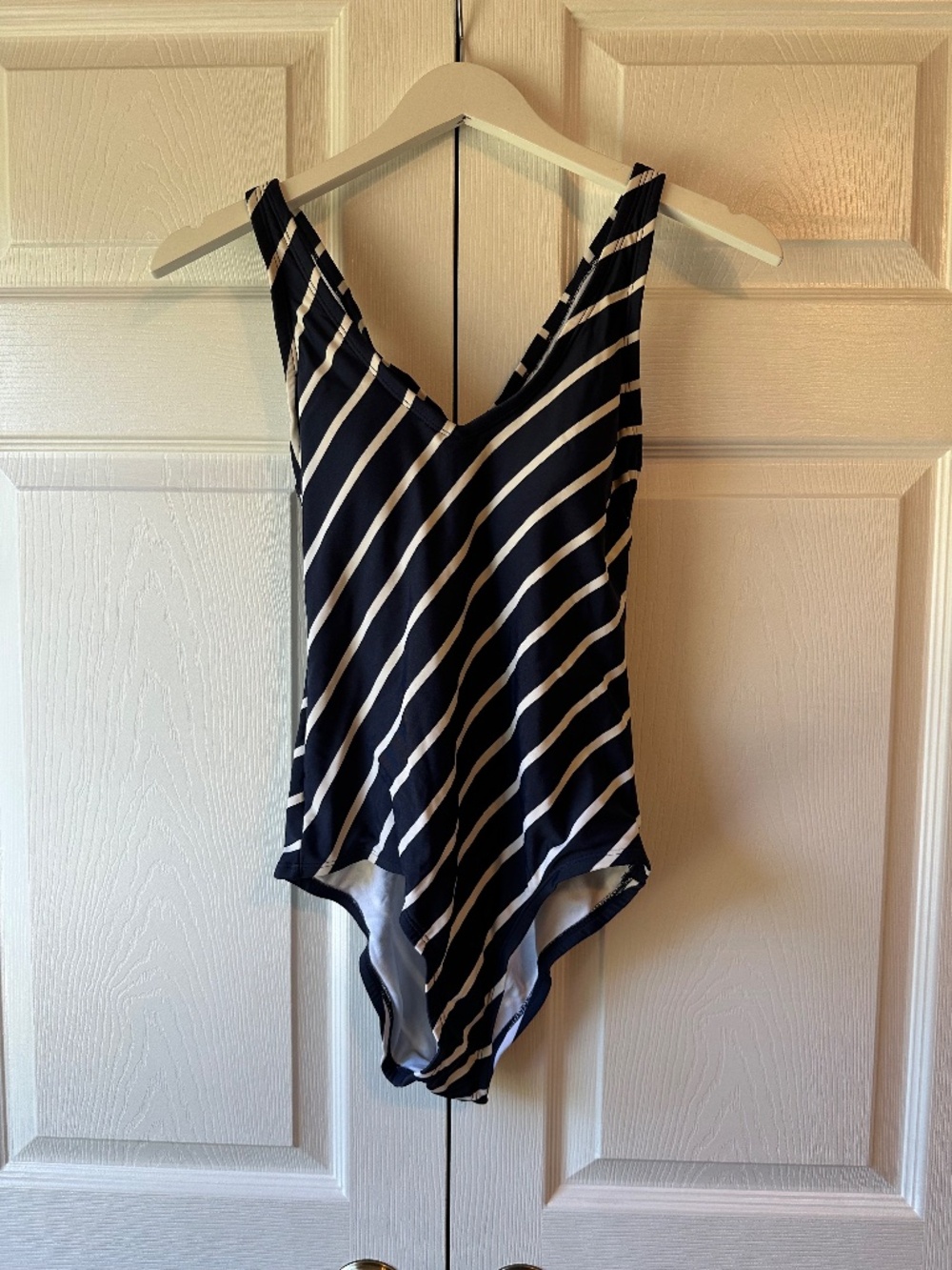 Kona Sol Navy Ivory Striped One Piece Swimsuit Size S Nautical